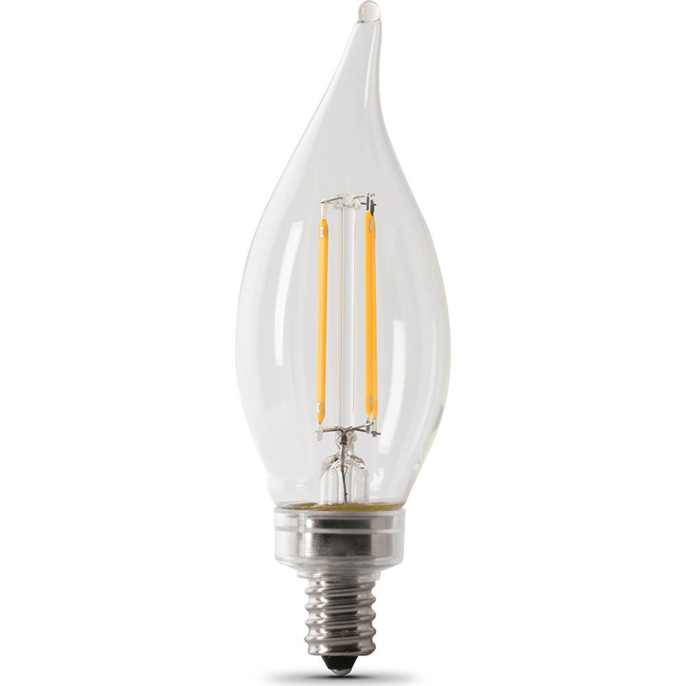Feit Electric LED Lamp: Office, Commercial, Residential & Decorative, BA10, Candelabra Screw Base - CFC60/927CA/FIL
