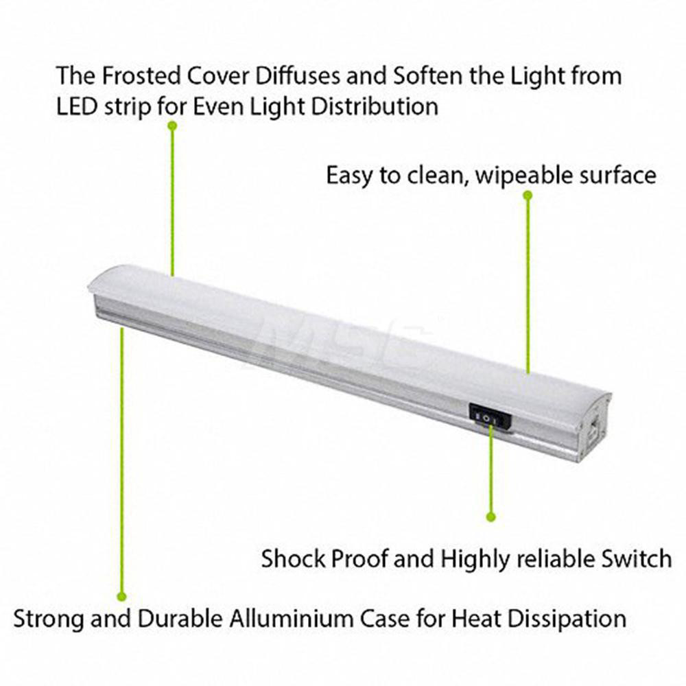 Radionic Hi-Tech Undercabinet Light Fixtures; Lamp Type: Integrated LED; LED; Number of Lamps: 1; Overall Length (Feet): 12.00; 12 in; Overall Width: 2; Lumens: 450; Wattage: 4.6; 4.600; Overall Height: 1.00; Voltage: 120 VAC; 120.00; Dimmable: No; Overall Width (Inch): 2; Overall Height (Decimal Inch): 1.00 - ZX513-HL-CW-9
