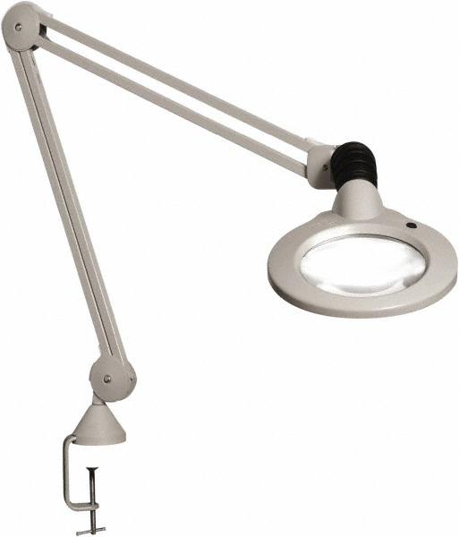 Sunnex Lighting Task Light: LED, 34.6" Reach, Pivot Arm, C-Clamp, Gray - RLM-LED120V