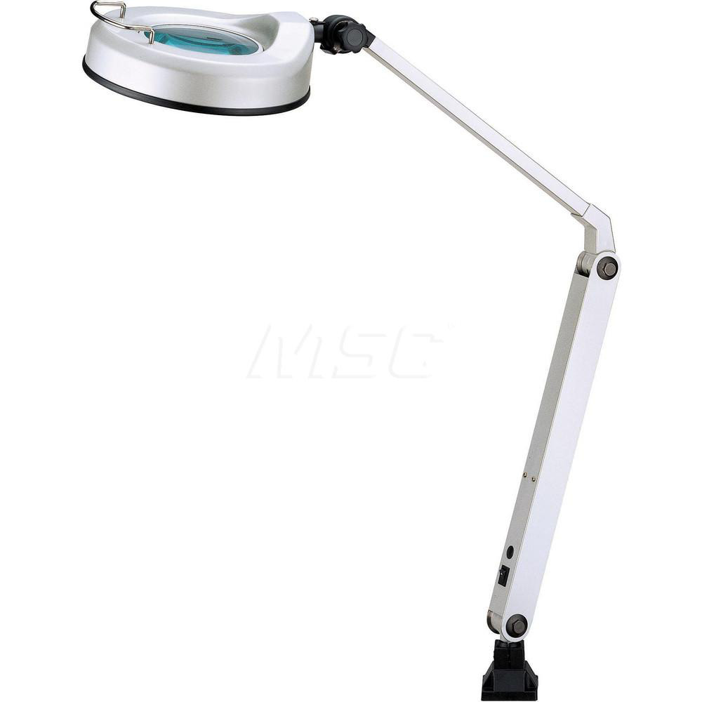 Sunnex Lighting Task Light: LED, 34.6" Reach, Pivot Arm, C-Clamp, Gray - RLM-LED120V