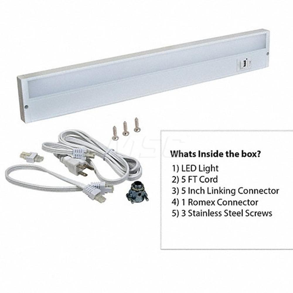 Radionic Hi-Tech Undercabinet Light Fixtures; Lamp Type: Integrated LED; LED; Number of Lamps: 1; Overall Length (Feet): 12.00; 12 in; Overall Width: 4; Lumens: 450; Wattage: 6.000; 6.0; Overall Height: 1.00; Voltage: 120 VAC; 120.00; Dimmable: Yes; Overall Width (Inch): 4; Overall Height (Decimal Inch): 1.00 - UC12-1K-HL-D