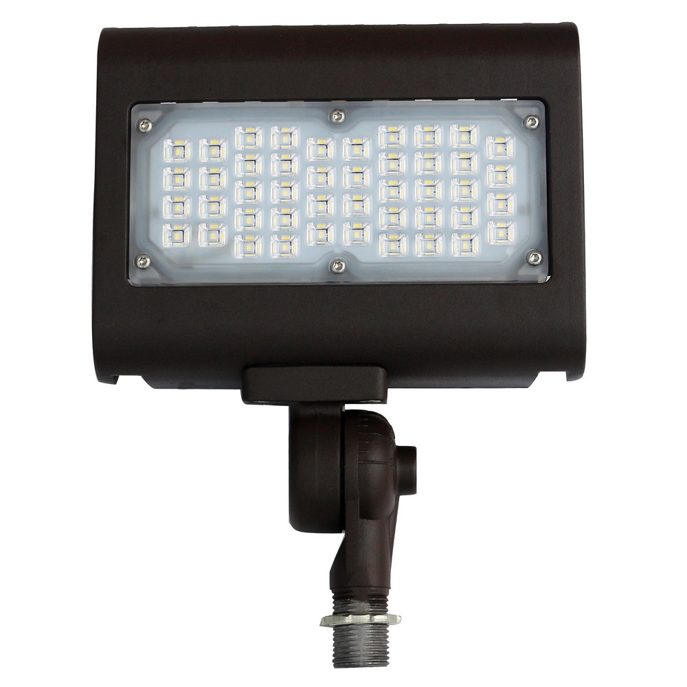 Commercial LED Floodlight Fixtures: Mounting Type: Knuckle; Housing Color: Bronze; Lumens: 3900; Housing Material: Aluminum; Lamp Type: LED - L30W3KFLKNCL4P