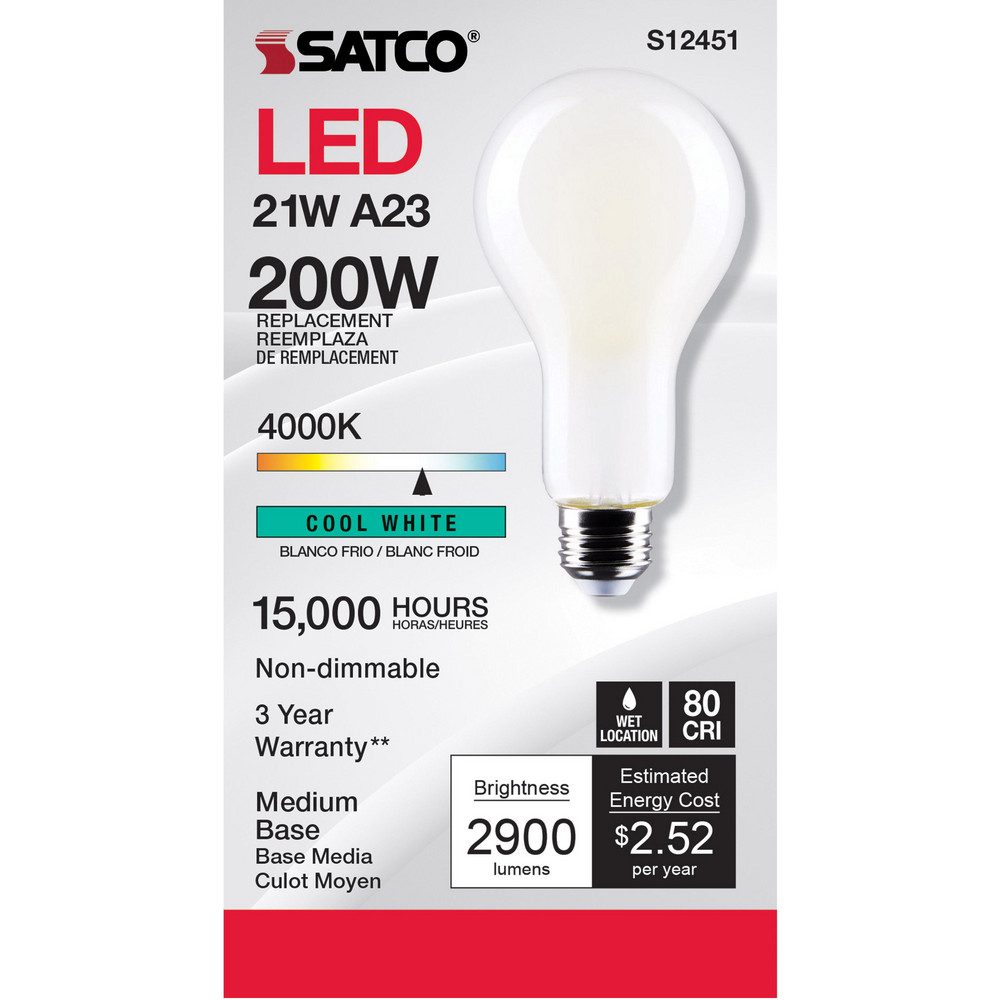Value Collection LED Lamp: Commercial, Decorative, Industrial, Office & Residential, A23, 21.000W, Medium Screw Base - S12451