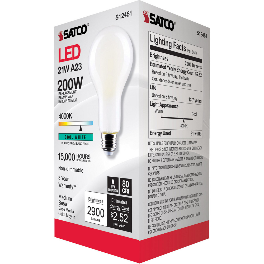 Value Collection LED Lamp: Commercial, Decorative, Industrial, Office & Residential, A23, 21.000W, Medium Screw Base - S12451