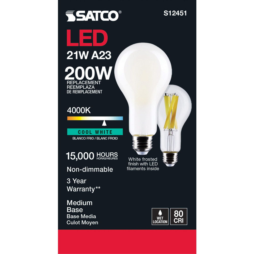 Value Collection LED Lamp: Commercial, Decorative, Industrial, Office & Residential, A23, 21.000W, Medium Screw Base - S12451