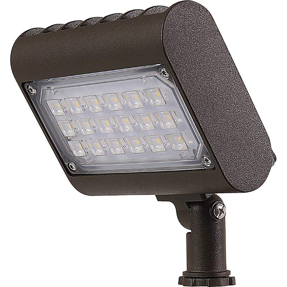 Commercial LED Floodlight Fixtures: Mounting Type: Knuckle; Housing Color: Bronze; Lumens: 1950; Housing Material: Aluminum; Lamp Type: LED - L15W5KFLKNCL4P
