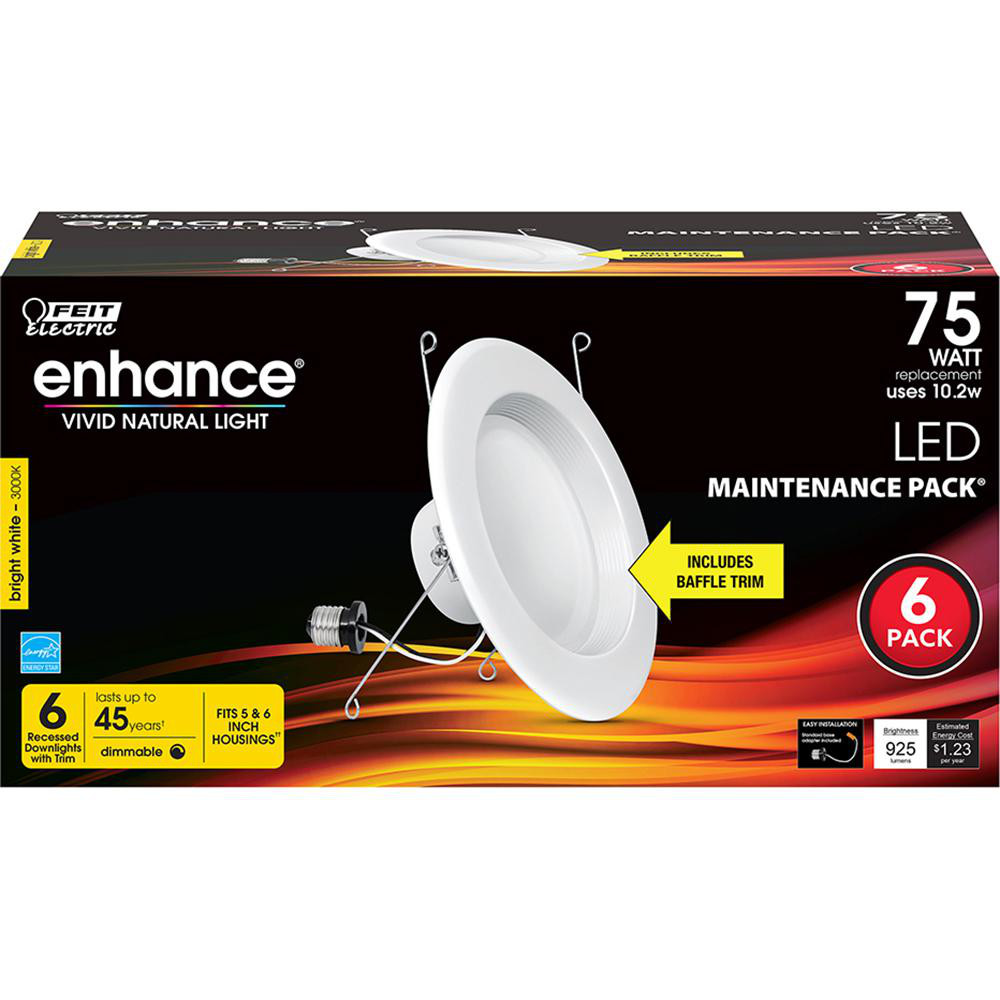 Feit Electric Downlights: Overall Width/Diameter (Decimal Inch): 8; Ceiling Type: Recessed Ceiling; Nominal Aperture Size: 4.9 in; Housing Type: Aluminum - LEDR56B930CA/MP