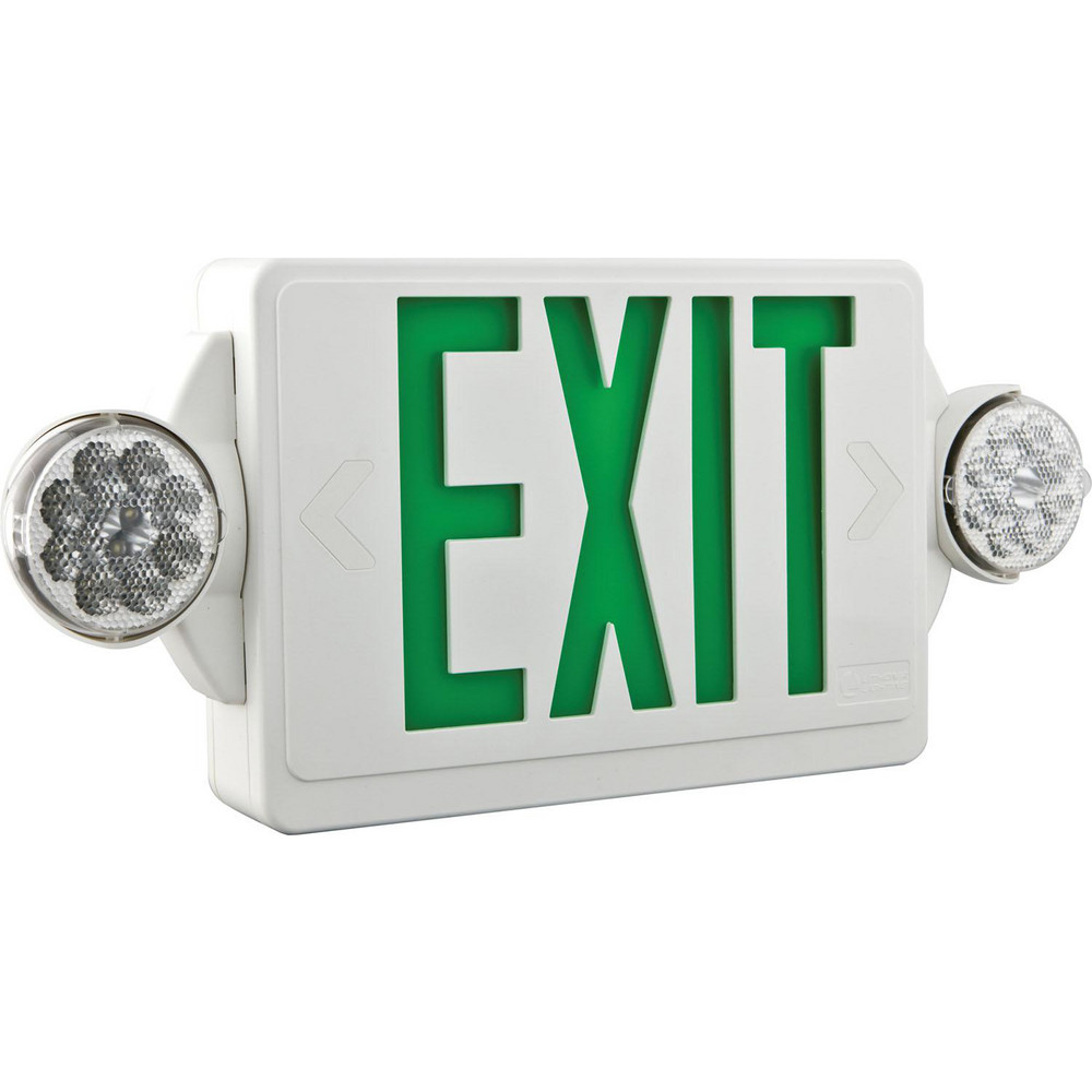 Lithonia Lighting Combination Exit Signs: Mounting Type: Surface Mount, Wall Mount, Ceiling Mount; Number of Faces: 2; Lamp Type: LED - 186HU1