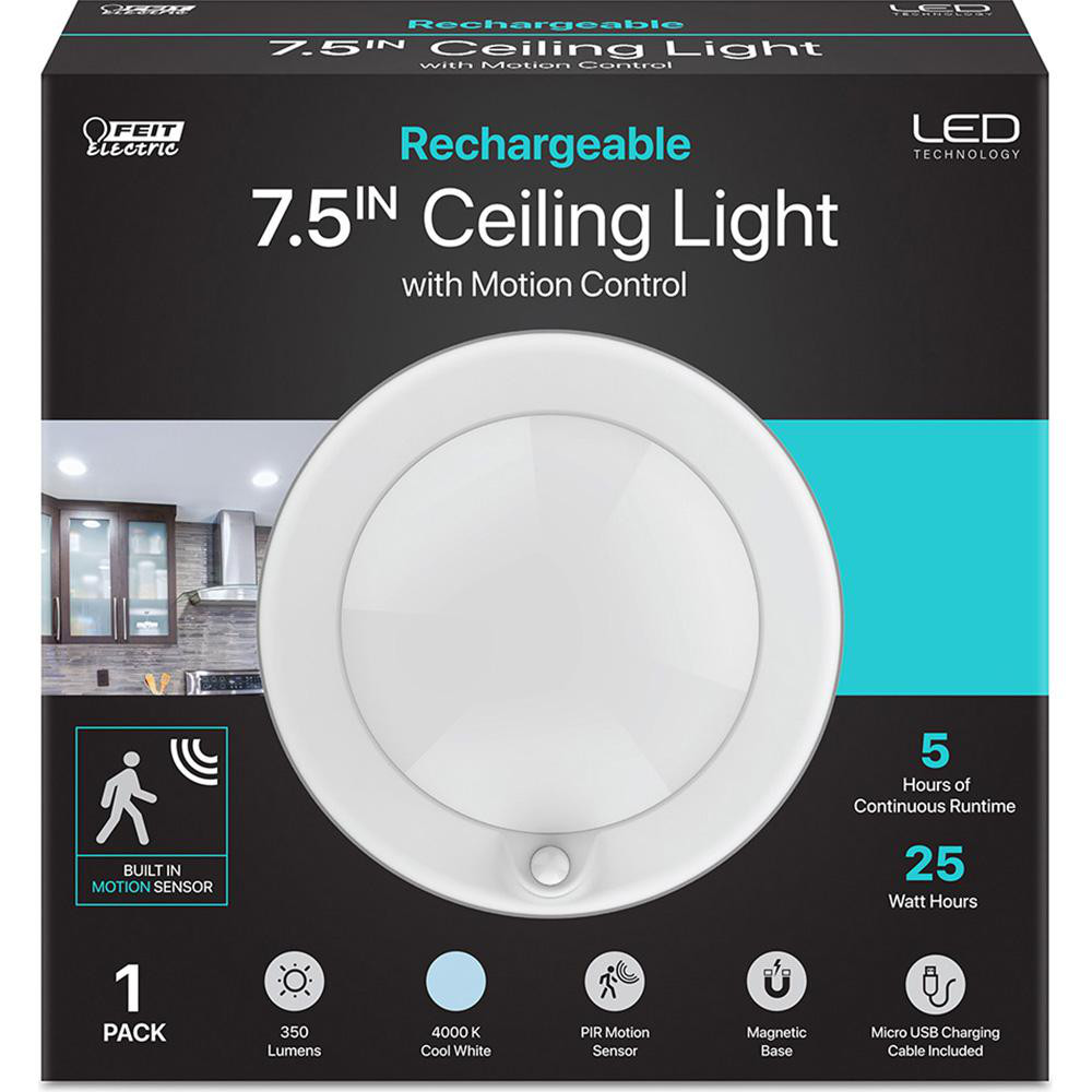 Feit Electric Motion Sensing Light Fixtures: Detection Angle: 120; Number of Heads: 1; Detection Distance (Feet): 8 ft - CM7.5/840/25MOT