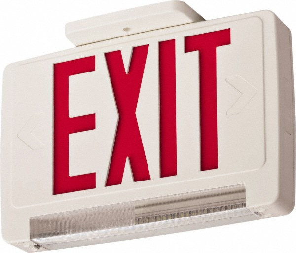 PRO-SOURCE Illuminated Exit Signs: Number of Faces: 2; Light Technology: LED; Letter Color: Red; Mount Type: Universal; Housing Material: ABS; Housing Color: White - GX-200NR