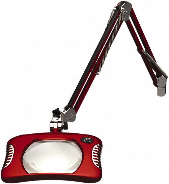 O.C. White Task Light: LED, 43" Reach, Spring Suspension Arm, Clamp-On, Red - 82400-4-BR