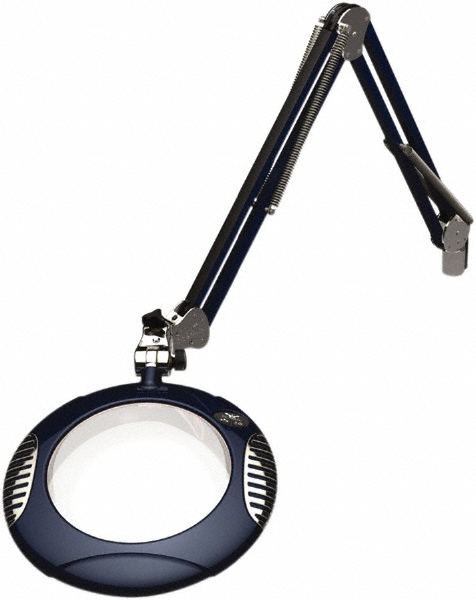 O.C. White Task Light: LED, 43" Reach, Spring Suspension Arm, Clamp-On, Blue - 62400-4-SB