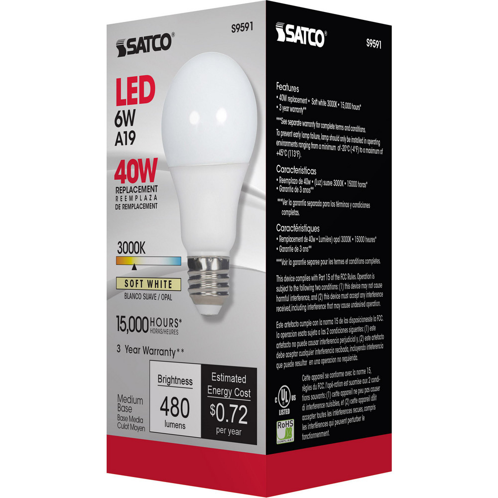 Value Collection LED Lamp: Commercial, Decorative, Industrial, Office & Residential, A19, 6.000W, Medium Screw Base - S9591
