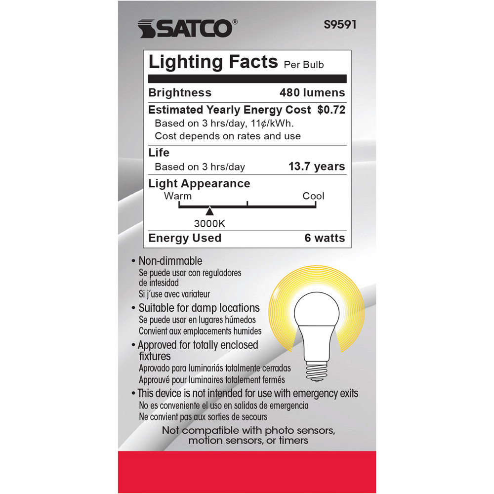 Value Collection LED Lamp: Commercial, Decorative, Industrial, Office & Residential, A19, 6.000W, Medium Screw Base - S9591