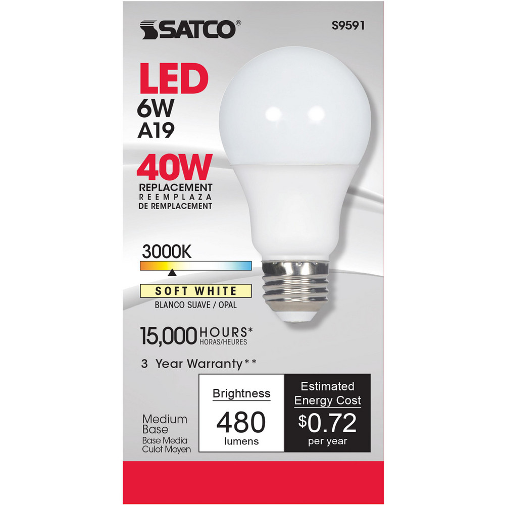 Value Collection LED Lamp: Commercial, Decorative, Industrial, Office & Residential, A19, 6.000W, Medium Screw Base - S9591
