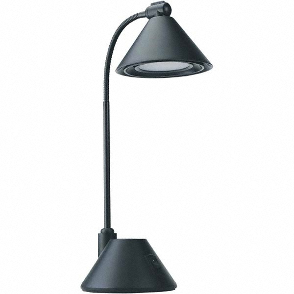 ALERA Task Light: LED, 21.65" Reach, Three-Point Arm, Desk, Black - ALELED908B