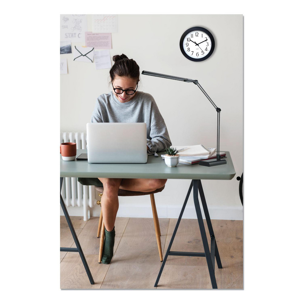 ALERA Task Light: LED, 21.65" Reach, Three-Point Arm, Desk, Black - ALELED908B