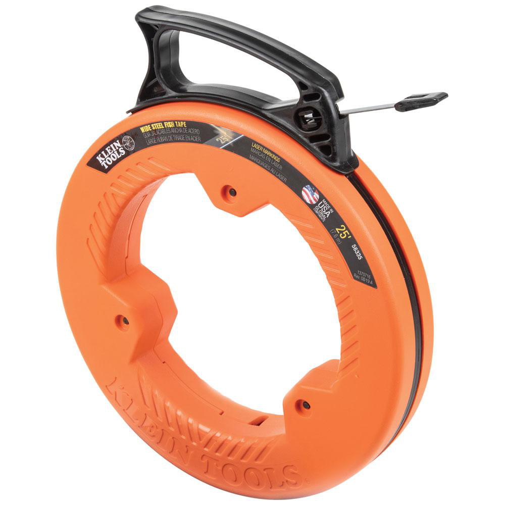 Milwaukee Tool Fish Tapes: Tape Type: Non-Conductive; Material: Fiberglass; Tape Width (Decimal Inch): 7 in; Winder Case: No - 48-22-4182