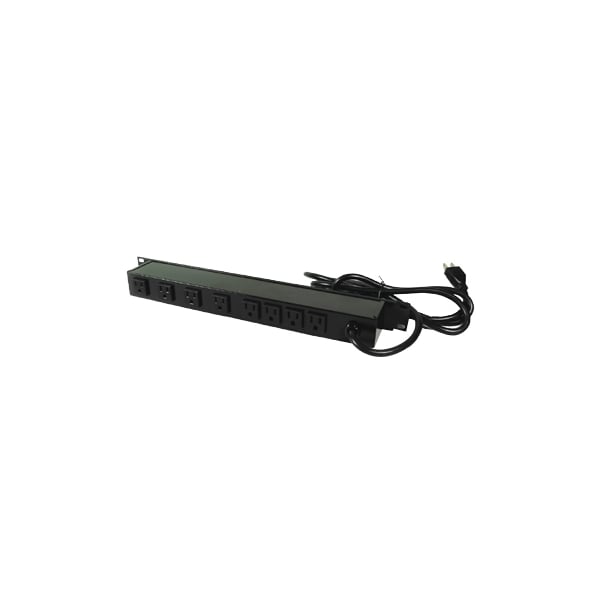 Wiremold 8-REAR OUTLET POWER STRIP, 19" RACKMOUNT 6' CORD, ON/OFF SWITCH - J08B0B
