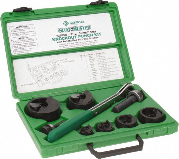 Greenlee 17 Piece, 2" Punch Hole Dia, Hydraulic Knockout Set - 7307