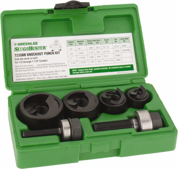 Milwaukee Tool 10 Piece, 2-1/2 to 4" Punch Hole Dia, Knockout Set - 49-16-2695