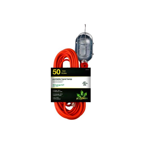 Gogreen Hand Lamp Extension Cord, 16 AWG, 16/3, 50 ft - GG-36750