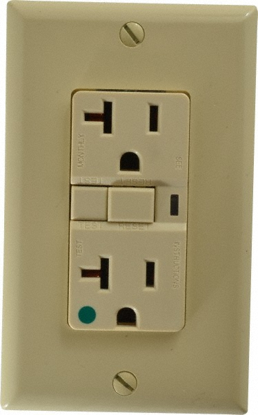 Cooper Wiring Devices 1 Phase, 5-20R NEMA, 125 VAC, 20 Amp, Self Grounding, GFCI Receptacle - VGFH20V