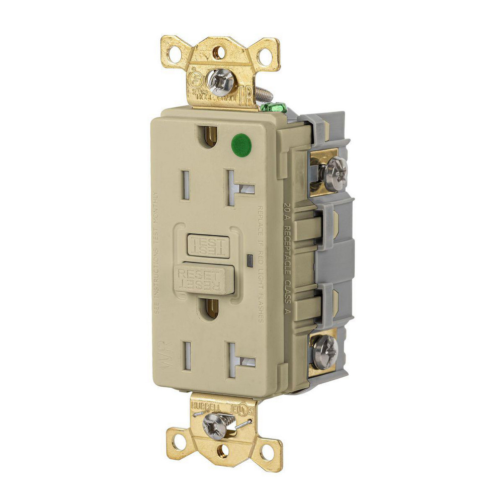 Cooper Wiring Devices 1 Phase, 5-20R NEMA, 125 VAC, 20 Amp, Self Grounding, GFCI Receptacle - VGFH20V