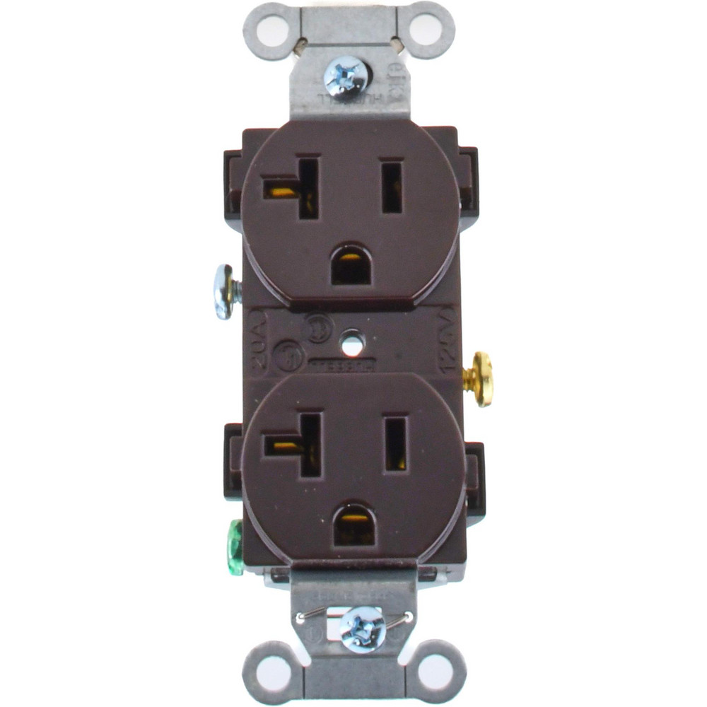 Leviton Straight Blade Duplex Receptacle: NEMA 5-15R, 15 Amps, Self-Grounding - BR15-W