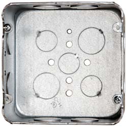Cooper Crouse-Hinds Electrical Outlet Box: Steel, Square, 4-11/16" OAH, 4-11/16" OAW, 2-1/8" OAD, 1 Gang - TP835