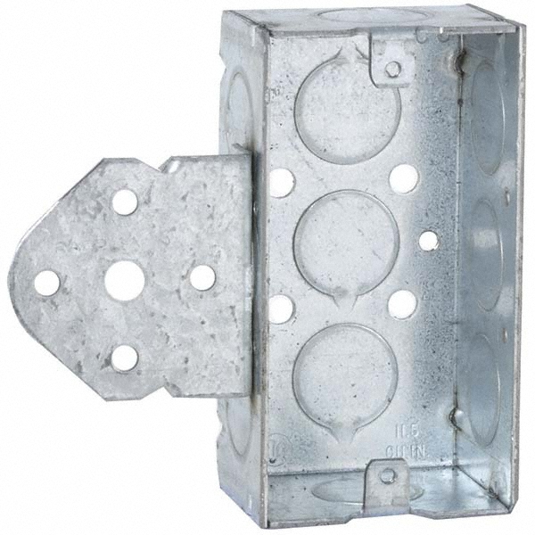 Hubbell-Raco Electrical Device Box: Steel, Rectangle, 4" OAH, 4" OAW, 1.563" OAD, 1 Gang - 655
