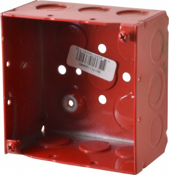 Thomas & Betts Electrical Fire Alarm Box: Steel, Square, 4" OAH, 4" OAW, 2-1/8" OAD, 2 Gangs - 52171 1234RD