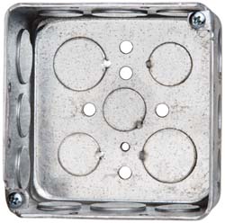 Thomas & Betts Electrical Fire Alarm Box: Steel, Square, 4" OAH, 4" OAW, 2-1/8" OAD, 2 Gangs - 52171 1234RD