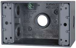 Cooper Crouse-Hinds Electrical Outlet Box: Aluminum, Rectangle, 4-9/16" OAH, 2-7/8" OAW, 2" OAD, 1 Gang - TP7058