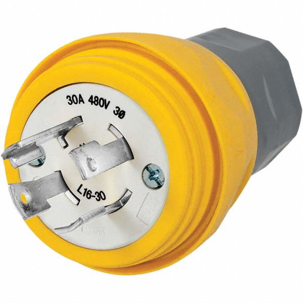 Ericson Mfg Twist Lock Plugs & Connectors: Connector Type: Connector; Grade: Industrial; Material: Nylon, PBT, Brass, Thermoplastic Elastomer; Grounding Style: Grounding - 2428-CW6P-AM