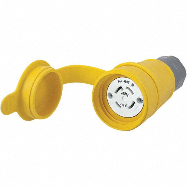 Ericson Mfg Twist Lock Plugs & Connectors: Connector Type: Connector; Grade: Industrial; Material: Nylon, PBT, Brass, Thermoplastic Elastomer; Grounding Style: Grounding - 2428-CW6P