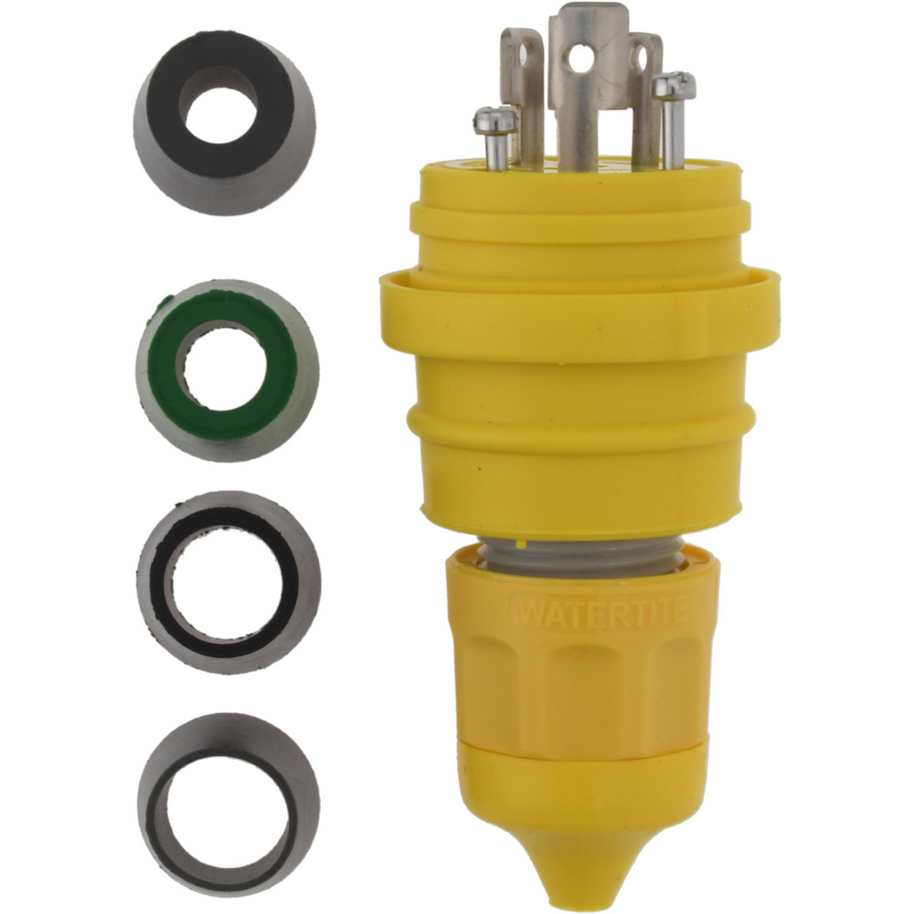 Ericson Mfg Twist Lock Plugs & Connectors: Connector Type: Connector; Grade: Industrial; Material: Nylon, PBT, Brass, Thermoplastic Elastomer; Grounding Style: Grounding - 2428-CW6P