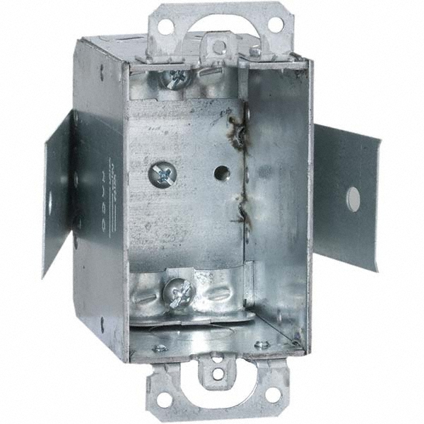 Hubbell-Raco Electrical Device Box: Steel, Rectangle, 4.22" OAH, 3.406" OAW, 2-1/2" OAD, 1 Gang - 545