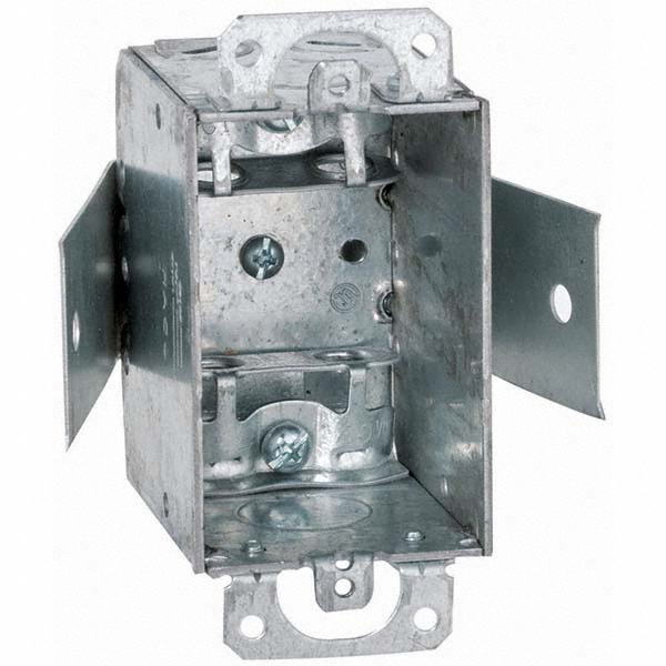 Hubbell-Raco Electrical Device Box: Steel, Rectangle, 4.22" OAH, 3.406" OAW, 2-1/2" OAD, 1 Gang - 545