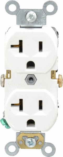 Cooper Wiring Devices Straight Blade Duplex Receptacle: NEMA 5-20R, 20 Amps, Self-Grounding - AH8300B