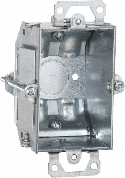Cooper Crouse-Hinds Electrical Switch Box: Steel, Rectangle, 3" OAH, 2" OAW, 2-1/2" OAD, 1 Gang - TP216