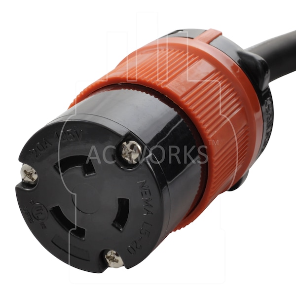 Ac Works SOOW; Cold Weather Extension Cord, 12 AWG, Indoor/Outdoor, 12/3, 1 Outlets, Black, Rubber, Nylon - L520PR-025