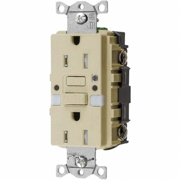 Cooper Wiring Devices 1 Phase, 5-20R NEMA, 125 VAC, 20 Amp, Self Grounding, GFCI Receptacle - TRSGFNL20V