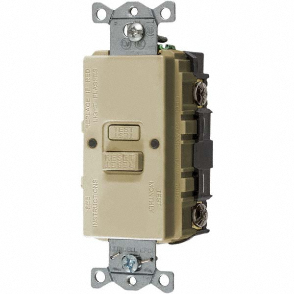 Cooper Wiring Devices 1 Phase, 5-20R NEMA, 125 VAC, 20 Amp, Self Grounding, GFCI Receptacle - TRSGFNL20V