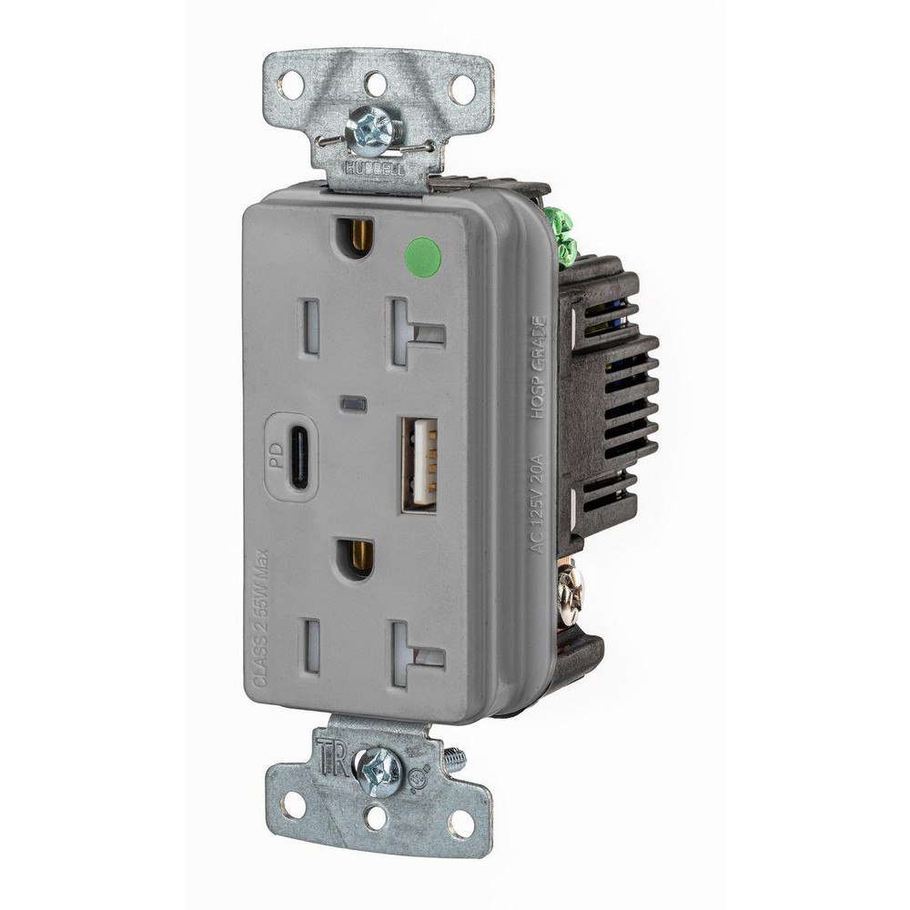 Hubbell Wiring Device-Kellems USB Receptacles: Usb Connection Style: Standard; Number of USB Ports: 2; Number Of Usb Ports: 2; Number Of Receptacles: 2; Charging Power: 1.5 A - USB8200ACPDLA