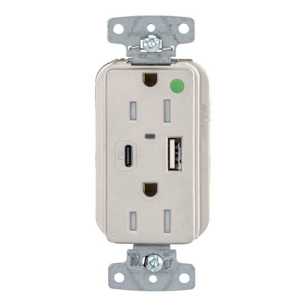 Hubbell Wiring Device-Kellems USB Receptacles: Usb Connection Style: Standard; Number of USB Ports: 2; Number Of Usb Ports: 2; Number Of Receptacles: 2; Charging Power: 1.5 A - USB8200ACPDLA
