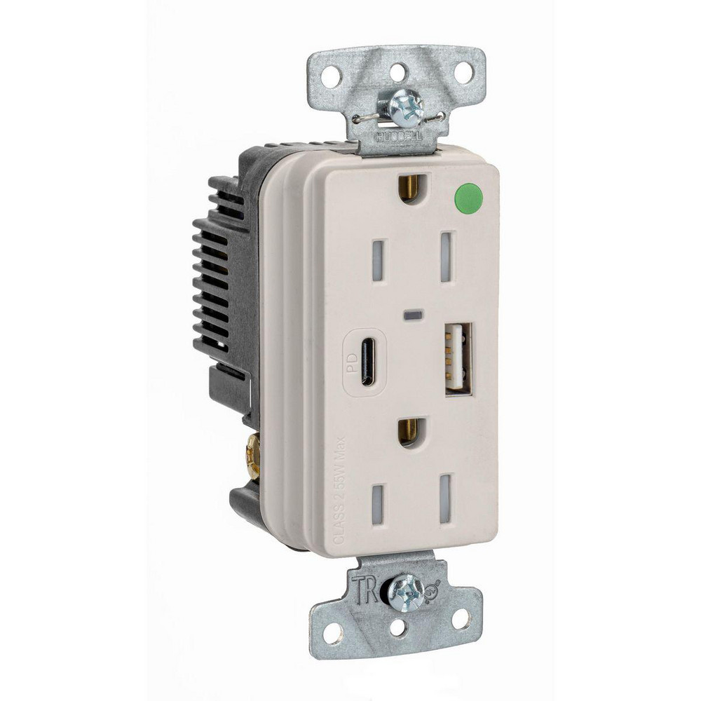 Hubbell Wiring Device-Kellems USB Receptacles: Usb Connection Style: Standard; Number of USB Ports: 2; Number Of Usb Ports: 2; Number Of Receptacles: 2; Charging Power: 1.5 A - USB8200ACPDLA