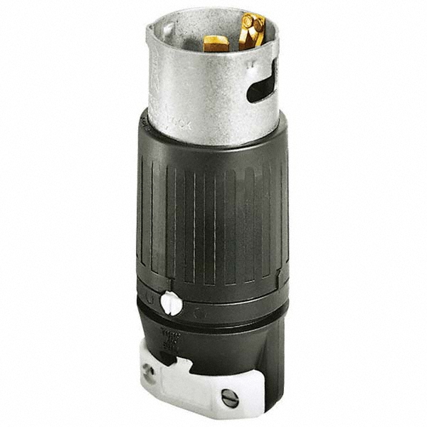 Bryant Electric Locking Inlet: Plug, Industrial, L19-30P, 277 & 480V, Black & White - 71930NP