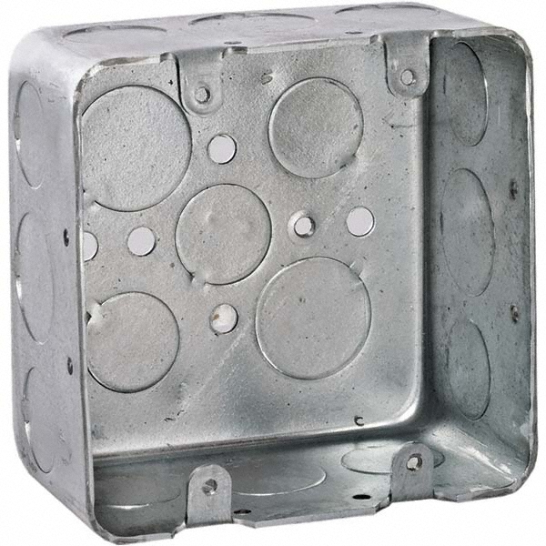 Hubbell-Raco Electrical Device Box: Steel, Square, 4" OAH, 4" OAW, 2.188" OAD, 2 Gangs - 683