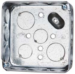 Hubbell-Raco Electrical Device Box: Steel, Square, 4" OAH, 4" OAW, 2.188" OAD, 2 Gangs - 683